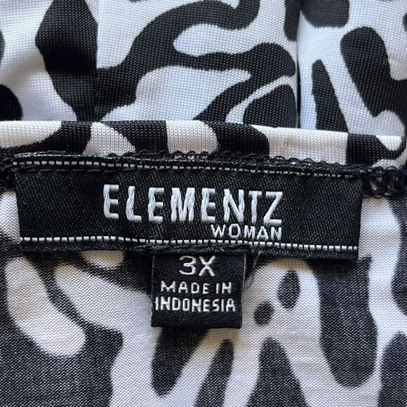 Elementz Black / White Short Sleeve Blouse Size 3X - Picture 3 of 12
